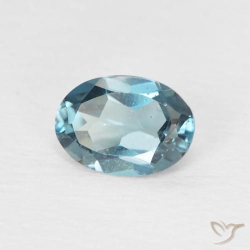 0.98 ct Blue Topaz Stone, Natural Topaz in Oval Facet Shape for Sale