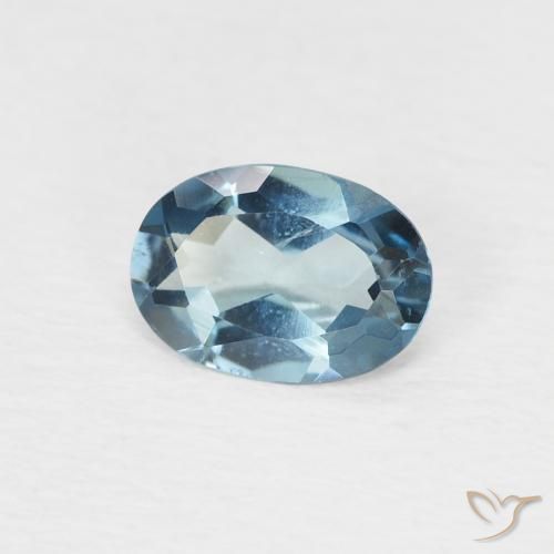 0.74 ct Blue Topaz Stone, Natural Topaz in Oval Facet Shape for Sale