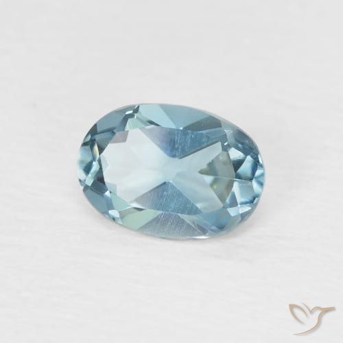 0.95 ct Blue Topaz Stone, Natural Topaz in Oval Facet Shape for Sale