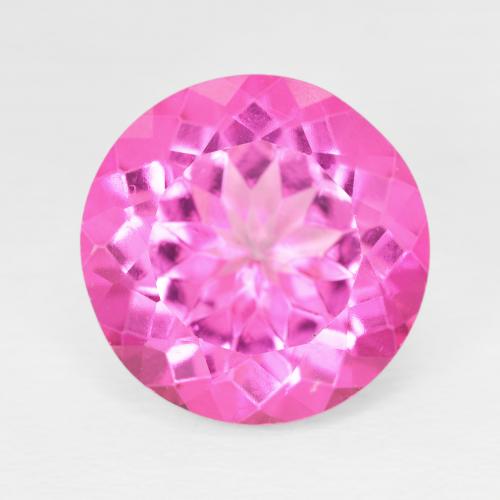 12.08 ct Loose Pink Topaz, 14 mm Round Cut From Brazil, Photo A