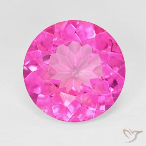 10.25 ct Loose Pink Topaz, 14.1 mm Round Cut From Brazil, Photo A