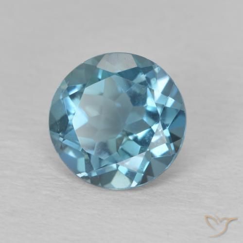 1.59 ct Blue Topaz Stone, Natural Topaz in Round Facet Shape for Sale