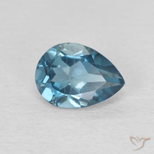 0.93 ct Blue Topaz Stone, Natural Topaz in Pear Facet Shape for Sale