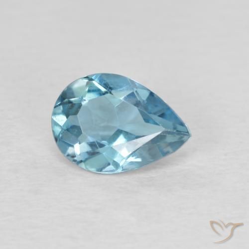 0.80 ct Blue Topaz Stone, Natural Topaz in Pear Facet Shape for Sale