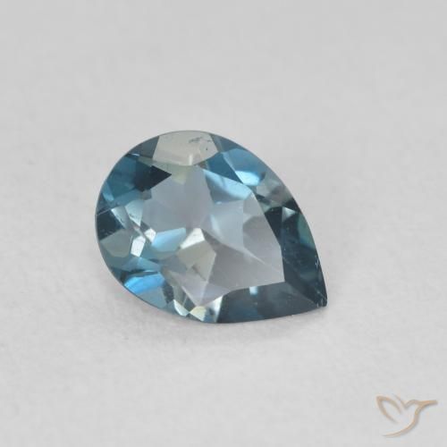 0.77 ct Blue Topaz Stone, Natural Topaz in Pear Facet Shape for Sale