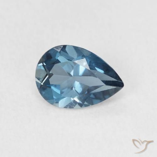 0.85 ct Blue Topaz Stone, Natural Topaz in Pear Facet Shape for Sale