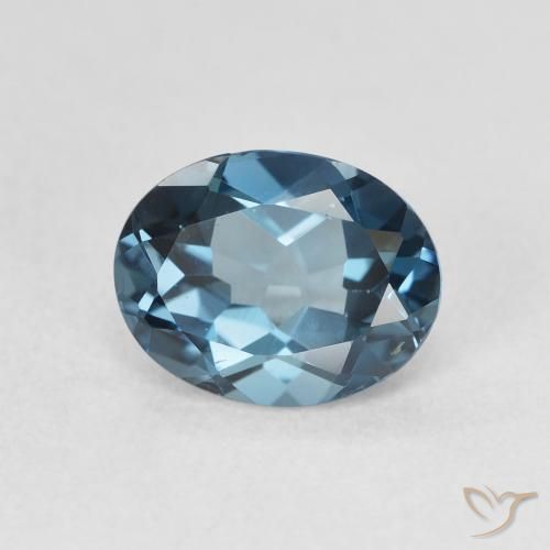 2.28 ct Blue Topaz Stone, Natural Topaz in Oval Facet Shape for Sale