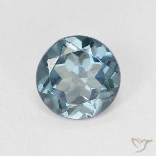 1.36 ct Blue Topaz, 6.9 mm Round Cut From Brazil, Photo A