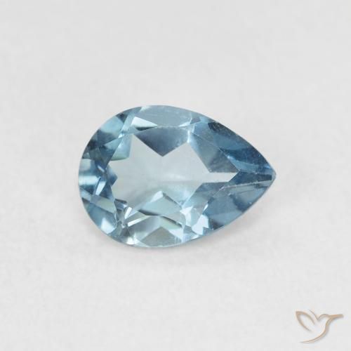 0.90 ct Blue Topaz Stone, Natural Topaz in Pear Facet Shape for Sale