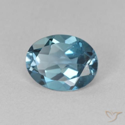 2.15 ct Blue Topaz Stone, Natural Topaz in Oval Facet Shape for Sale