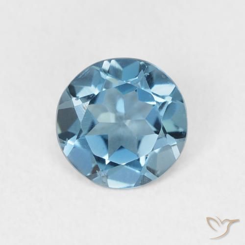 1.26 ct London Blue Topaz, 6.8 mm Round Cut From Brazil, Photo A