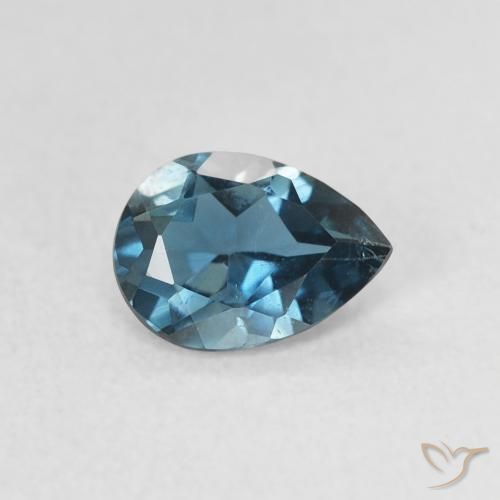 0.86 ct Blue Topaz Stone, Natural Topaz in Pear Facet Shape for Sale