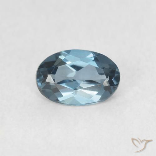 Topaze bleue de Londres en vrac de 0,55 ct, coupe ovale de 6,1 x 4,1 mm du Brésil, Photo A