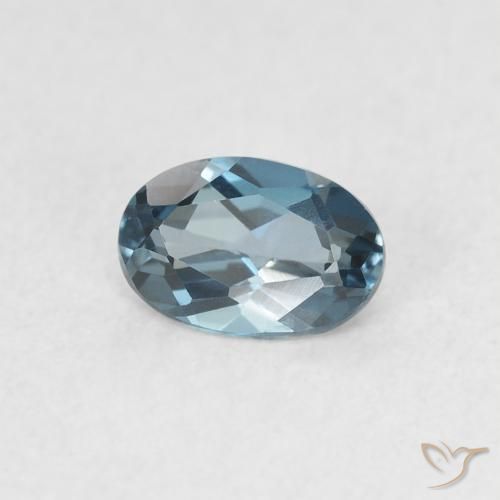 0.55 ct Blue Topaz Stone, Natural Topaz in Oval Facet Shape for Sale