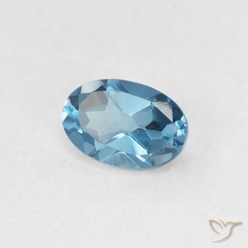0.64 ct Blue Topaz Stone, Natural Topaz in Oval Facet Shape for Sale