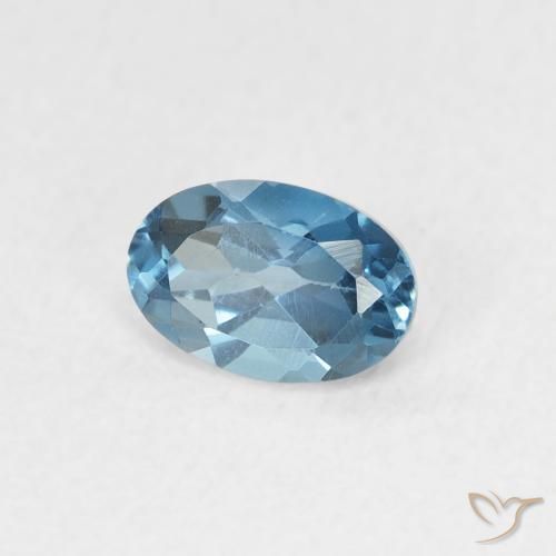 0.65 ct Blue Topaz Stone, Natural Topaz in Oval Facet Shape for Sale