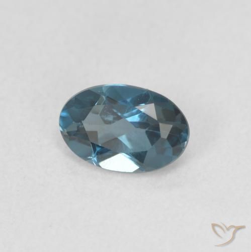 0.52 ct Blue Topaz Stone, Natural Topaz in Oval Facet Shape for Sale