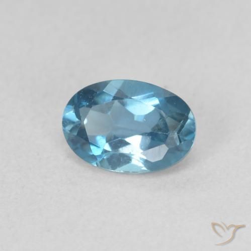 0.59 ct Blue Topaz Stone, Natural Topaz in Oval Facet Shape for Sale
