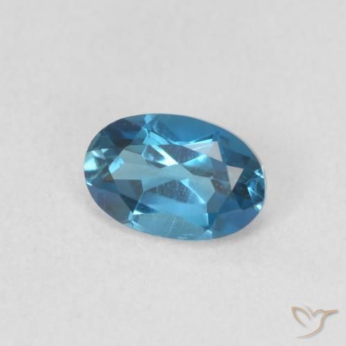0.63 ct Blue Topaz Stone, Natural Topaz in Oval Facet Shape for Sale