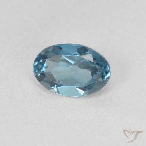 0.60 ct Blue Topaz Stone, Natural Topaz in Oval Facet Shape for Sale