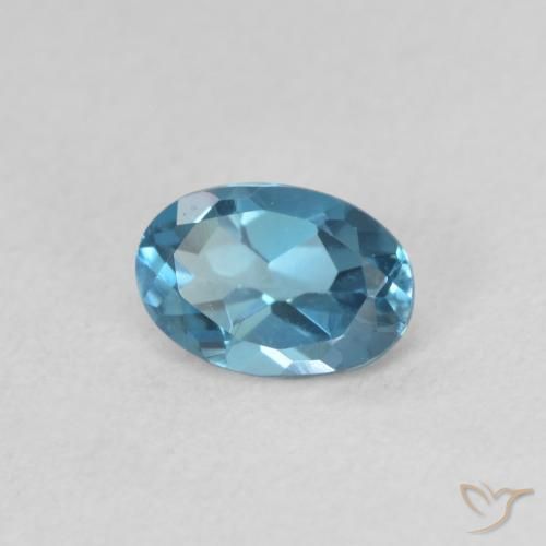 0.53 ct Blue Topaz Stone, Natural Topaz in Oval Facet Shape for Sale