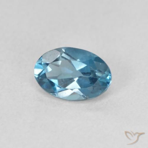 0.61 ct Blue Topaz Stone, Natural Topaz in Oval Facet Shape for Sale