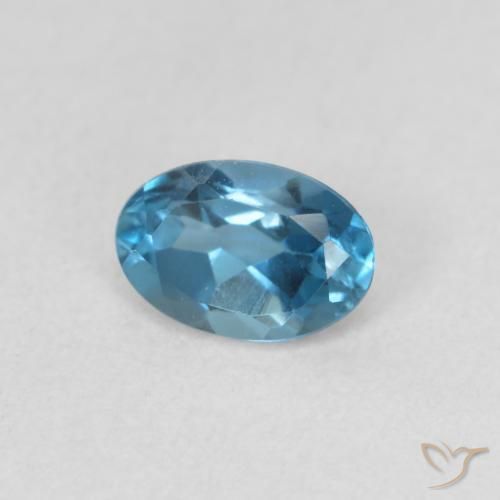 0.56 ct Blue Topaz Stone, Natural Topaz in Oval Facet Shape for Sale