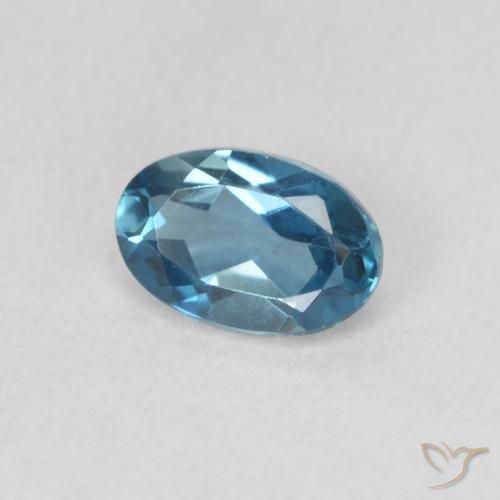 0.58 ct Blue Topaz Stone, Natural Topaz in Oval Facet Shape for Sale