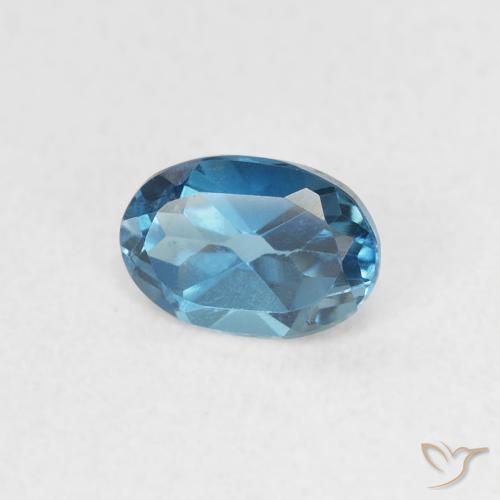0.62 ct Blue Topaz Stone, Natural Topaz in Oval Facet Shape for Sale