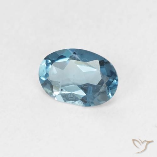 0.56 ct Blue Topaz Stone, Natural Topaz in Oval Facet Shape for Sale