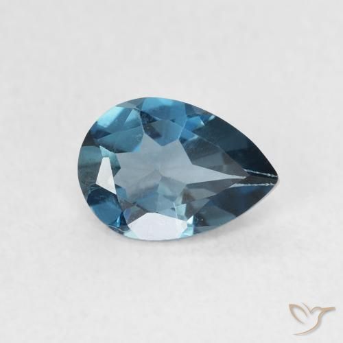 0.75 ct Blue Topaz Stone, Natural Topaz in Pear Facet Shape for Sale