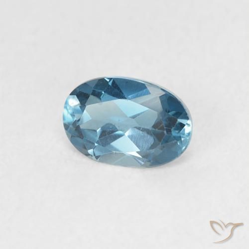 0.56 ct Blue Topaz Stone, Natural Topaz in Oval Facet Shape for Sale