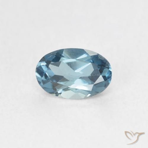 0.63ct Natural Intense Silver Aqua-Blue Topaz, Oval, VVS