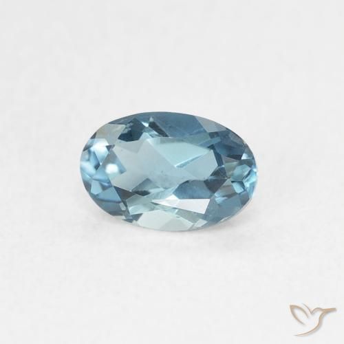 0.63 ct Blue Topaz Stone, Natural Topaz in Oval Facet Shape for Sale