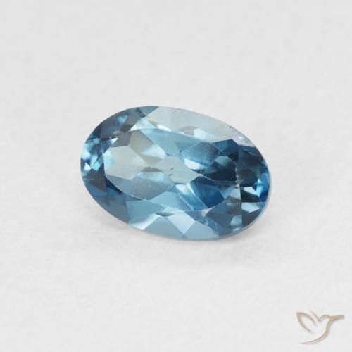 0.65 ct Blue Topaz Stone, Natural Topaz in Oval Facet Shape for Sale
