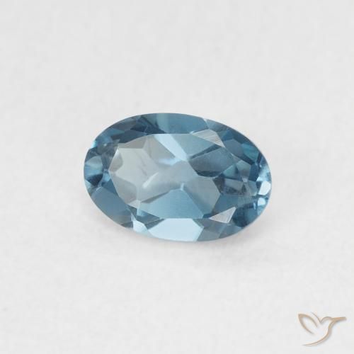 0.55 ct Blue Topaz Stone, Natural Topaz in Oval Facet Shape for Sale
