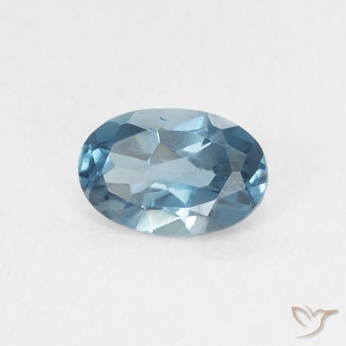 0.57 ct Blue Topaz Stone, Natural Topaz in Oval Facet Shape for Sale