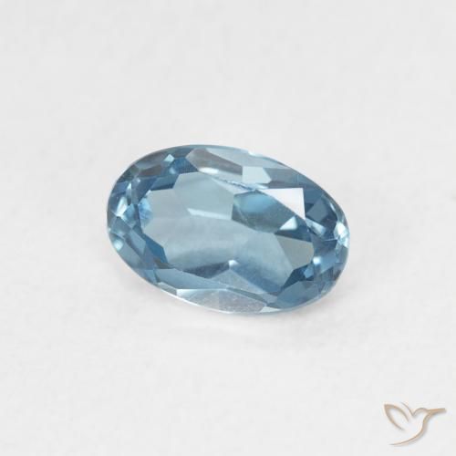 0.60 ct Blue Topaz Stone, Natural Topaz in Oval Facet Shape for Sale