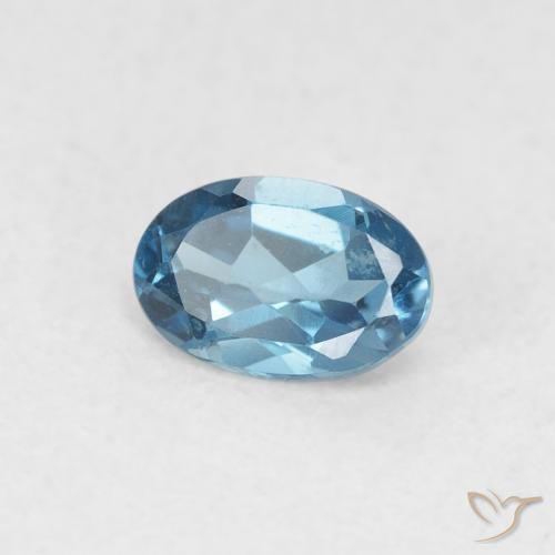 0.63 ct Blue Topaz Stone, Natural Topaz in Oval Facet Shape for Sale