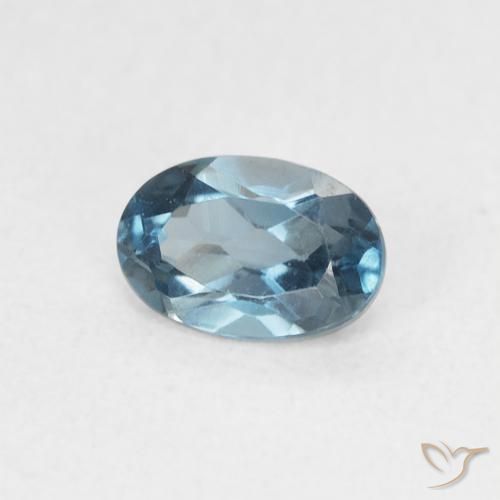 0.63 ct Blue Topaz Stone, Natural Topaz in Oval Facet Shape for Sale