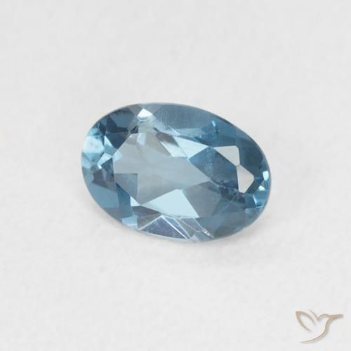 0.62 ct Blue Topaz Stone, Natural Topaz in Oval Facet Shape for Sale