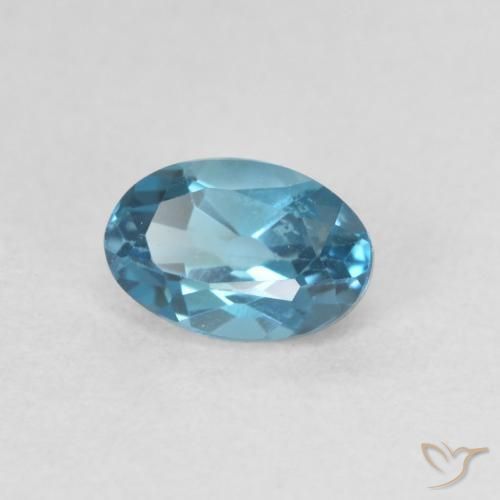 0.66 ct Blue Topaz Stone, Natural Topaz in Oval Facet Shape for Sale