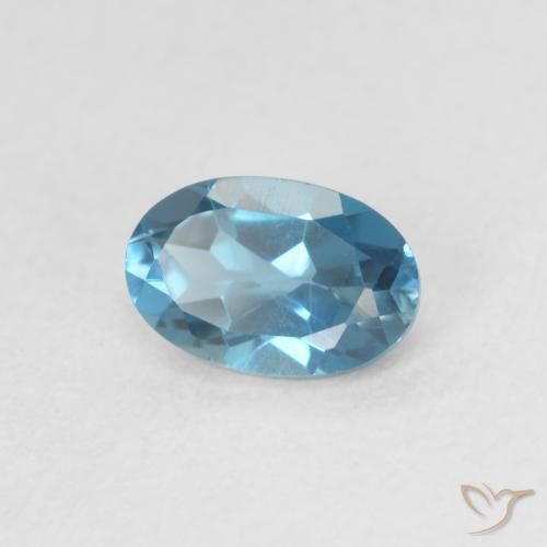 0.61 ct Blue Topaz Stone, Natural Topaz in Oval Facet Shape for Sale