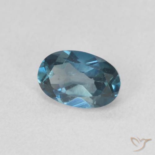 0.67 ct Blue Topaz Stone, Natural Topaz in Oval Facet Shape for Sale