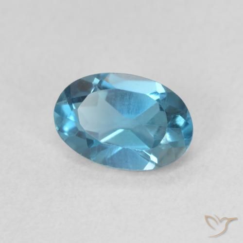 0.67 ct Blue Topaz Stone, Natural Topaz in Oval Facet Shape for Sale
