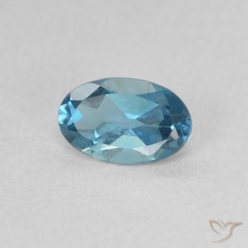 0.53 ct Blue Topaz Stone, Natural Topaz in Oval Facet Shape for Sale