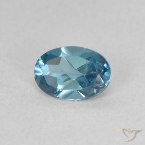 0.60 ct Blue Topaz Stone, Natural Topaz in Oval Facet Shape for Sale