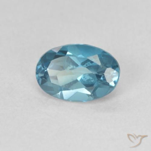 0.68 ct Blue Topaz Stone, Natural Topaz in Oval Facet Shape for Sale