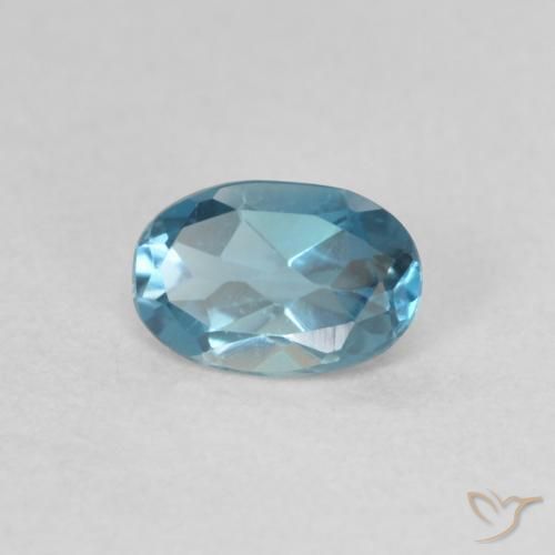 0.52 ct Blue Topaz Stone, Natural Topaz in Oval Facet Shape for Sale