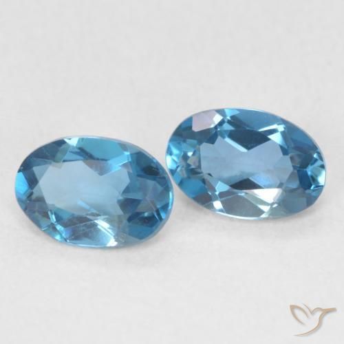 0.98 ctw Blue Topaz Stones, Natural Topaz in Oval Facet Shape for Sale